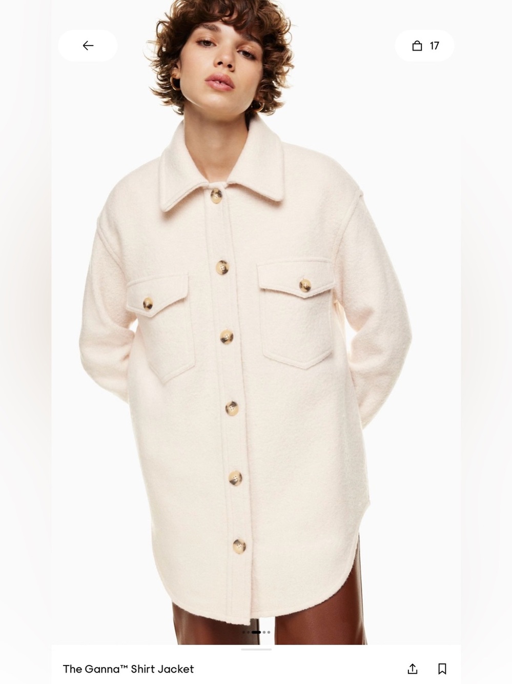 Aritzia Wilfred Free The Ganna Shirt Jacket – Pale Yellow/Cream